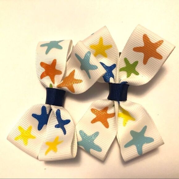 Bow pair hair bows accessories star fish beach NEW - Picture 14 of 15